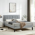 thumbnail image 1 of VECELO Full Upholstered Platform Bed Frame with Button Tufted Adjustable Headboard, Sturdy Wood Slat Support, No Box Spring Needed, Light Gray, 1 of 1