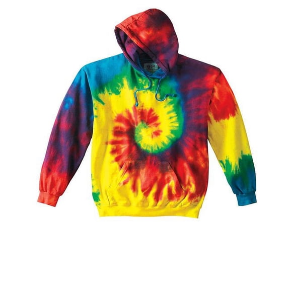 Adult Tie-Dyed Pullover Hooded Sweatshirt - REACTIVE RAINBOW - S
