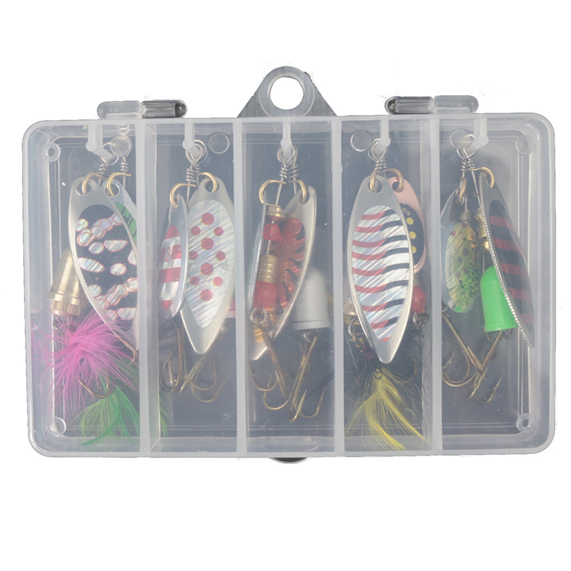 DODOING 10pcs Fishing Lures Spinnerbait for Bass Trout Salmon Walleye Hard  Metal Spinner Baits Kit with 2 Tackle Box 