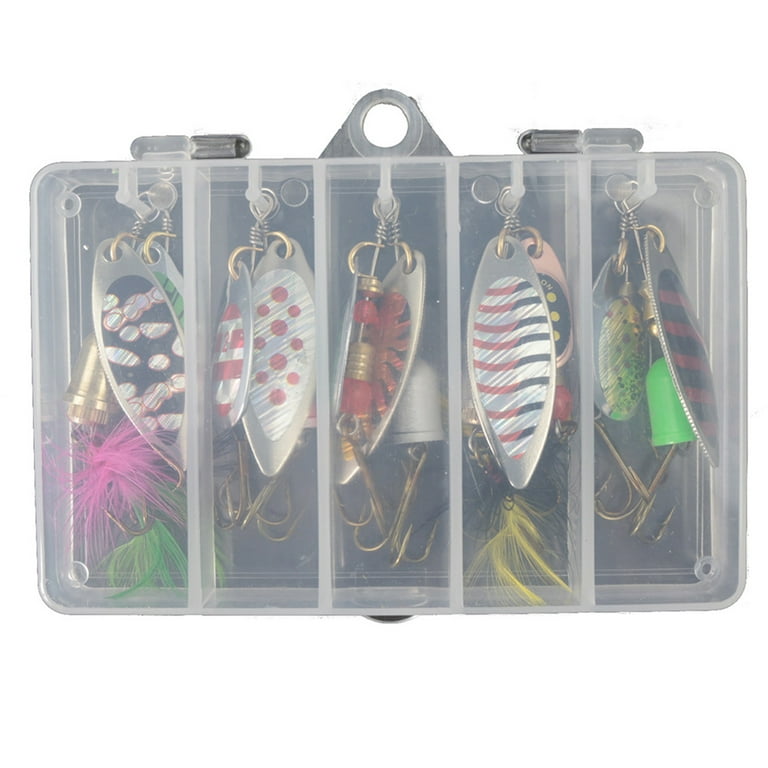 Dodoing Fishing Lures for Bass 10pcs Spinner Lures with Portable Carry Bag,Bass Lures Trout Lures Hard Metal Spinner Baits Kit with 2 Tackle Box