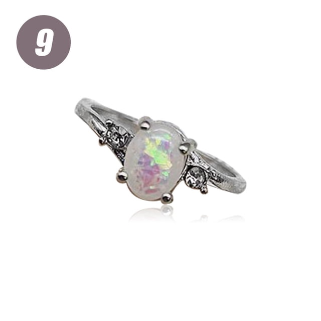 Female Silver Ring Portable Zircon Rhinestone Rings Girlfriends Bridal Ornaments Jewellery Accessory Wedding Engagement Purple Size 9