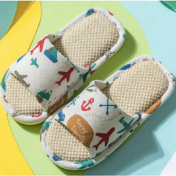 DrifWoo Girls Boys House Slippers Open Toe Soft EVA Sole Cartoon Travel Print