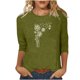 thumbnail image 1 of Camisetas Casuales de las Mujeres de Moda Impresa 3/4 Mangas Blusa Cuello Redondo para el Hogar Y Diario, 1 of 4