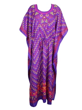 Mogul Women Pink,Purple Kaftan Maxi Dress,Housedresses, Boho Dresses, Floral Printed Summer Kaftan, holidays Fashion Caftan One Size