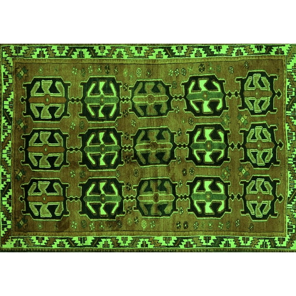 Ahgly Company Indoor Rectangle Persian Green Traditional Area Rugs, 5' x 7'