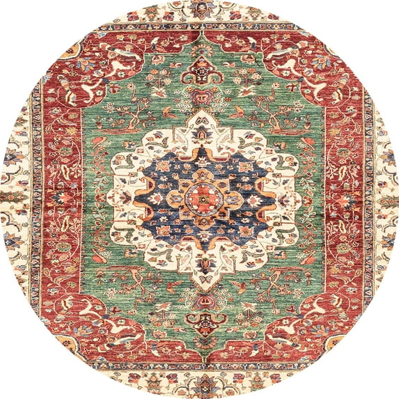 Ahgly Company Indoor Round Abstract Chestnut Red Abstract Area Rugs, 5' Round