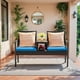 thumbnail image 5 of WLXIANG Patio Conversation Sets Outdoor Loveseat with Built-in Table & Cushions Wicker Patio Furniture Porch Chairs Bench for Lawn, Backyard, Balcony (Blue), 5 of 8