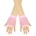 thumbnail image 1 of Nvzi Guantes cortos de rejilla de poliéster de color rosa para adultos (paquete de 1) perfectos para fiestas y disfraces, 1 of 5