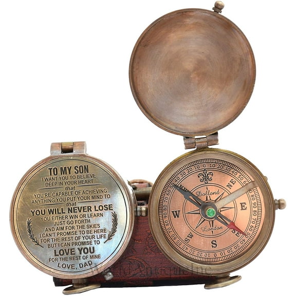 Engraved Brass Compass Gift to My Son/to Our Son/Nautical Gift for Son from Dad/Gift to Son from Mom A Perfect and Unique Gift with Leather Case