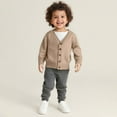 thumbnail image 2 of SUXIAN Kids Sweater Classic Button Front Cardigan Knit Comfortable Coat for Girls and Boys Everyday Wear Khaki 2-3Years, 2 of 9