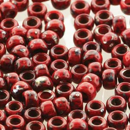 Bamboo Coral Beads - Matubo Czech Glass Seed, Loose Beads, 8/0 3.1mm 50gr 1.3mm Hole Coral Rd Picasso Op