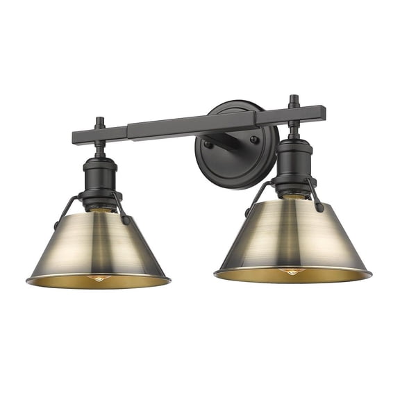 Orwell 2-Light Vanity Light in Matte Black with Aged Brass