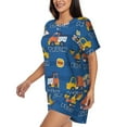 thumbnail image 2 of Bingfone Construction Vehicles Print Pajamas Sets for Women Soft Short-Sleeved Pjs with Lounge Shorts Two Piece Sleepwear, 2 of 8