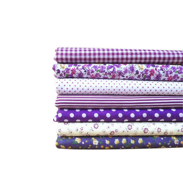 7pcs/set DIY Cotton Fabric Cloth Flower Bundles; 7pcs Printed Patchwork  Sewing Quilting Purple Series 50*50CM 