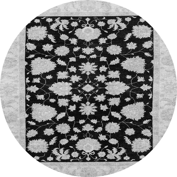 Ahgly Company Indoor Round Oriental Gray Traditional Area Rugs, 4' Round
