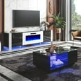 thumbnail image 4 of Merluxy 3 Piece Living Room Table Sets, 80" TV Stand, 40" Electric Fireplace, 40" Coffee Tables, Black&White, 4 of 6