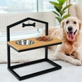 thumbnail image 2 of Gymax Elevated Dog Bowls Feeder Adjustable Raised Bowls Stand with 5 Heights Natural, 2 of 10