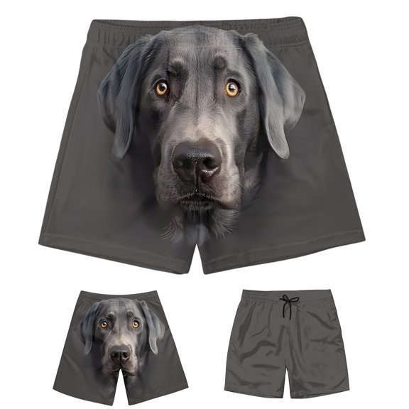 KeShDi Graphic Swim Trunks Men Board Shorts Men's Casual Homewear Dog Funny Printed Trousers Beach Sports Shorts Fast-Drying Trousers Gray L