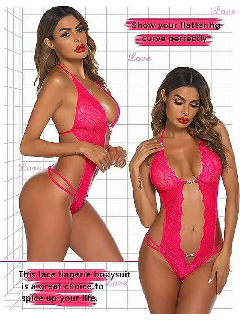 Chunoy Women Sexy Lingerie One Piece Lace Lingerie Bodysuit Deep V Teddy  Babydoll Nightgown Sleepwear - Walmart.com