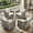 4PCS-Swivel Rocking Chairs, variant on OPOHORO Swivel Outdoor Chairs Set of 2, with Glass-Top Side Table, 3 Pieces Gray Wicker Furniture Set Ideal for Porch, Poolside, Deck, and Yard in Blue