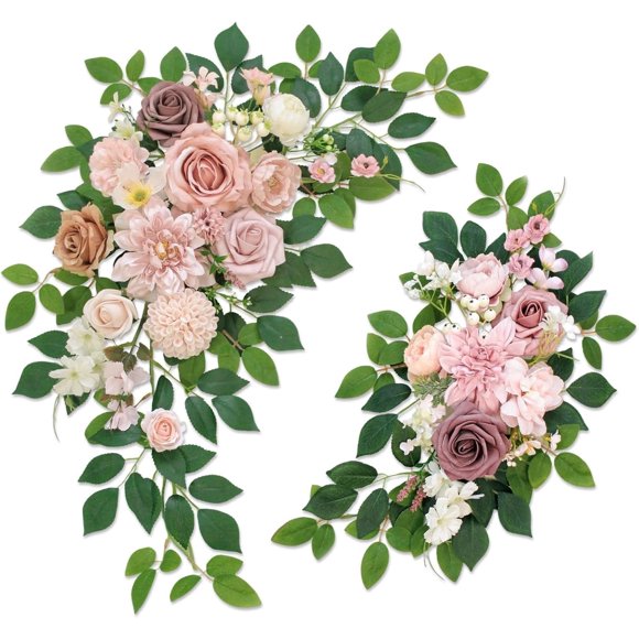 Lot de 2 Fleurs de Mariage Artificielles Rose Poussiéreux – Arrangements Floraux Réalistes en Soie pour Centres de Table, Arches de Mariage, Fêtes et Décor de Banquet