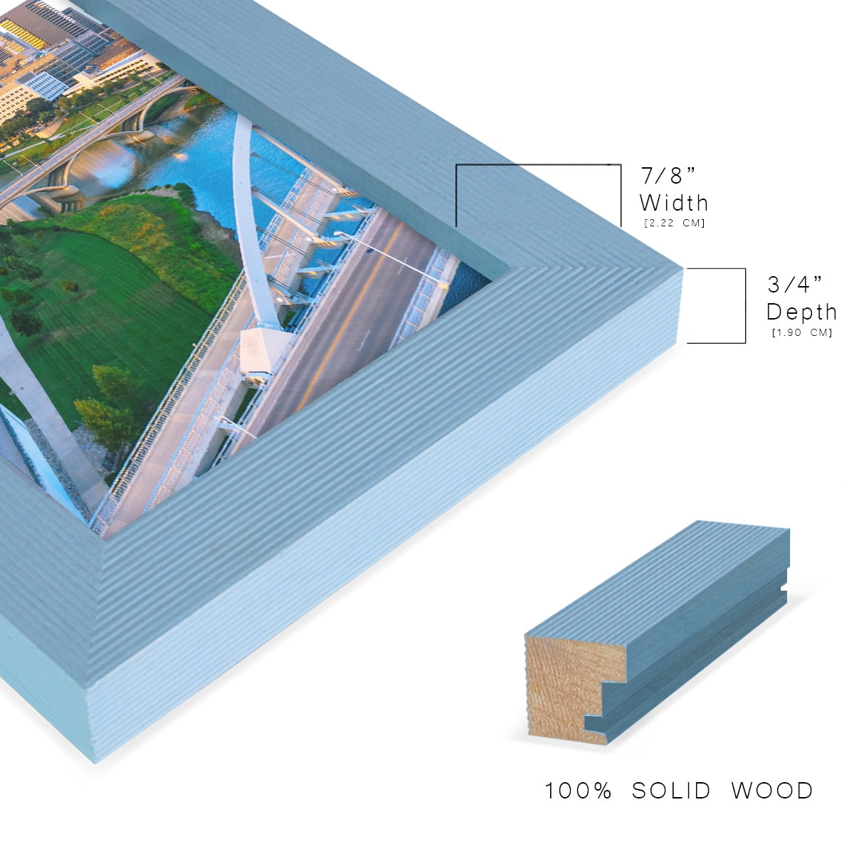 Grooved 3.5 in. x 5 in. Blue Picture Frame Set (Set of 4)