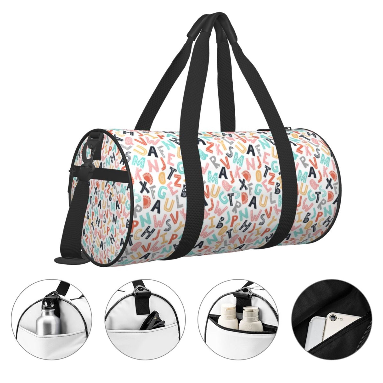 Vsdgher Scandinavian Alphabet1 45L Foldable Duffel Bag, Sports Gym Bag,Overnight Bag, Portable Weekender Bag for Airplanes