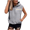 thumbnail image 1 of Sombrero Superior para las Mujeres Manga Corta Delantera Y Trasera Impresa Cuerda de Bolsillo con Capucha Sudadera Superior, Desgaste Casual Toda la Temporada, 1 of 8
