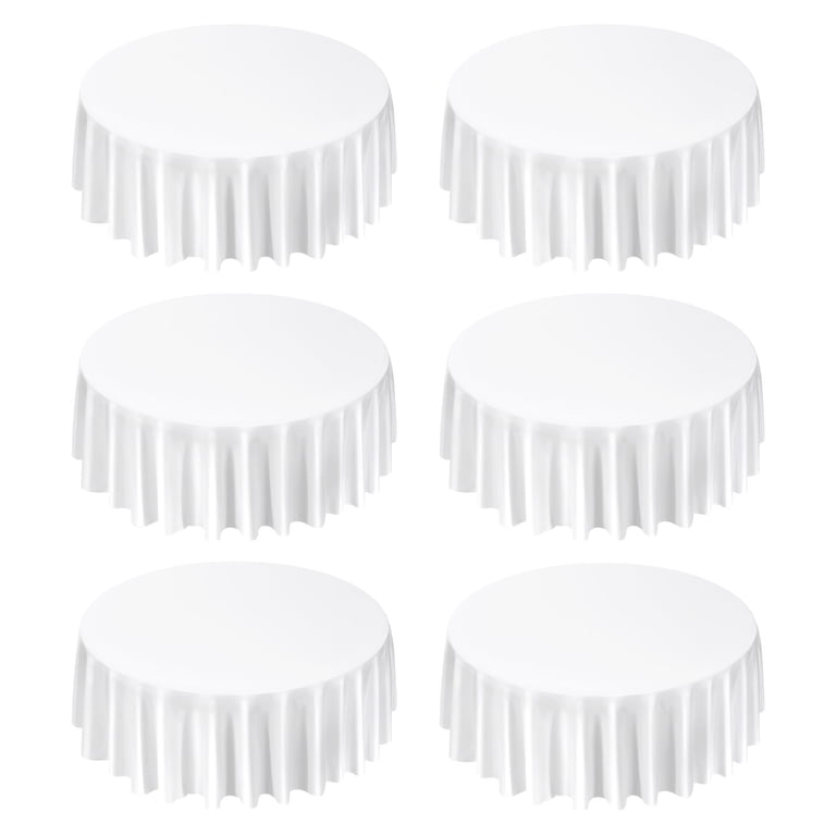 KFFKFF White Round Tablecloths, 120 In Diameter, 6 Pack photo 1