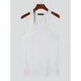 thumbnail image 3 of Men's Square Neck Slim Fit Knitted Vest Party Sweat Outfit White Tank Tops, 3 of 9