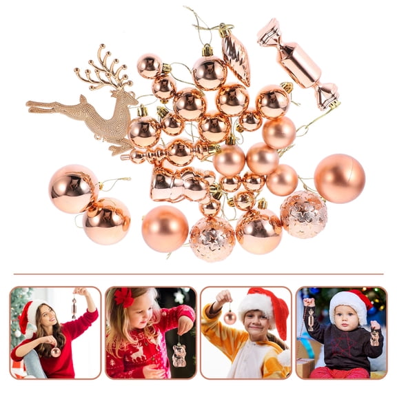 LOLIPPYY 30Pcs Rose Plated Gold Decorative Christmas Balls Made of Plastic for Tree and Party Decorations