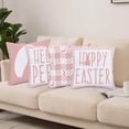 thumbnail image 3 of Happy Easter Rabbit Pillow Covers 18x18 Inch Set of 4 Spring Holiday Farmhouse Bunny Egg Hello Peeps Throw Pillow Cases Super Soft Buffalo Stripes Home Sofa Couch Decor Cushion Cover, 3 of 6