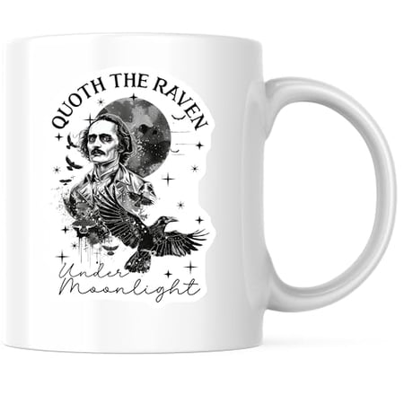 Bliss Monkey Co. Edgar Allan Poe Coffee Mug - Raven Quote Literary Coffee Mug - Gothic 11 Ounce Ceramic Cup - Design Printed On Both Sides - High Quality Ceramic - BMCM3549