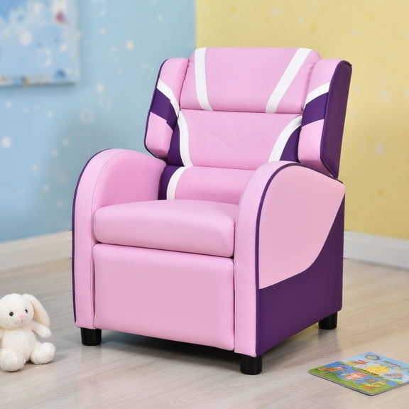 Resenkos Kids Leather Recliner Chair with Side Pockets-Pink, Kids Chairs for Kids