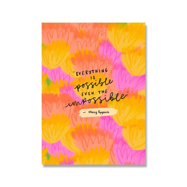 Póster con cita de chica positiva, arte de pared, impresión abstracta, flor rosa, pintura en lienzo, colorido, Boho, sala de estar, decoración del hogar, imagen