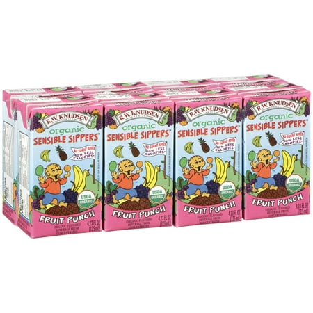 R.W. Knudsen Sensible Sippers Organic 100% Fruit Juice, Fruit Punch, 4.23 Fl Oz, 8 Count
