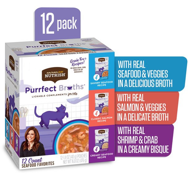 Purrfect Broths Lickable Cat Treats and Meal Complements, Seafood