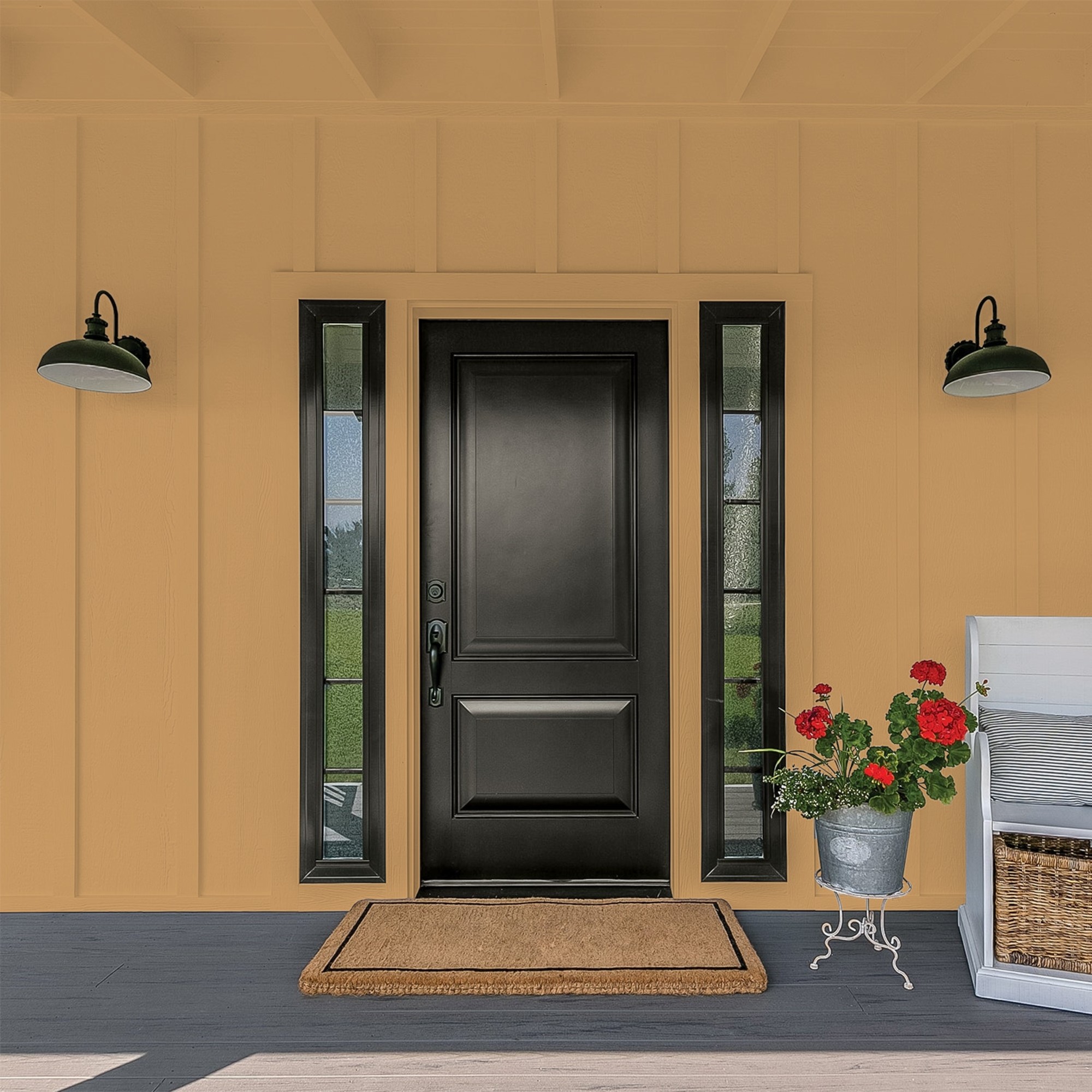 Glidden One Coat Allegro / Tan Flat Exterior Paint with Primer, 1 Gallon
