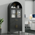 thumbnail image 7 of Gaeanet 73" H Metal Arched Cabinet with 4 Door &1 Drawer, Arched Bookcase with 2 Shelves,Modern Farmhouse Versatile Bookshelf for Home Office, Bedroom,Kitchen,Black,Assembly Required, 7 of 7