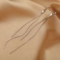 thumbnail image 3 of SmartBy 1 Pair Women Hanging Earrings Long Linear Tassel Alloy Electroplated Ear Jewelry Lady Prom Cocktail Party Dangle Earrings, 3 of 7