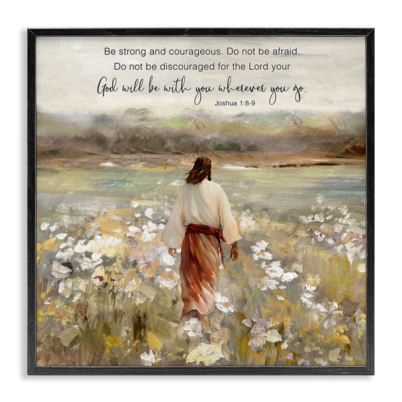 Stupell Industries Farmhouse God With You Wherever Black Framed Giclee Art, 12 x 12, by Sally Swatland