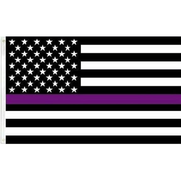 3x5FT USA Thin PURPLE Line Flag SUBSTANCE AWERENESS DRUG USEN AWARENESS FLAG