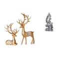 thumbnail image 1 of Escultura de ciervo, estatua de reno, figura de animal Guan Yin, adorno de mesa, artesanía de resina, obra de arte, adecuada para regalar, decoración, 1 of 8