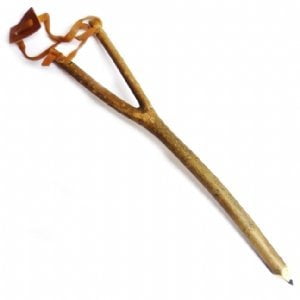 Wooden Slingshot, Wooden twig pencil in the form of a slingshot By