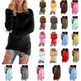 thumbnail image 2 of Sudadera para mujer casual cuello redondo difuso polar jersey camisa otoño invierno ligero peludo manga larga tops 2023, 2 of 5