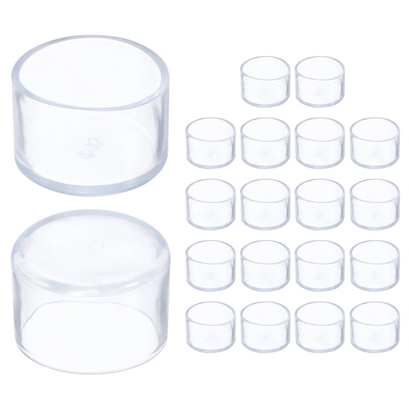 Uxcell 20 Pcs Silicone Chair Leg Floor Protectors 32 mm/1.25" Round Non-Slip Chair Leg Caps Covers for Hardwood Floors Reduce Noise and Scratches, Clear