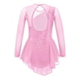 thumbnail image 2 of TSSOE Girls Long Sleeve Ballet Ice Skating Dress Costume Sequins Ballroom Competition Dancewear Pink 12, 2 of 5