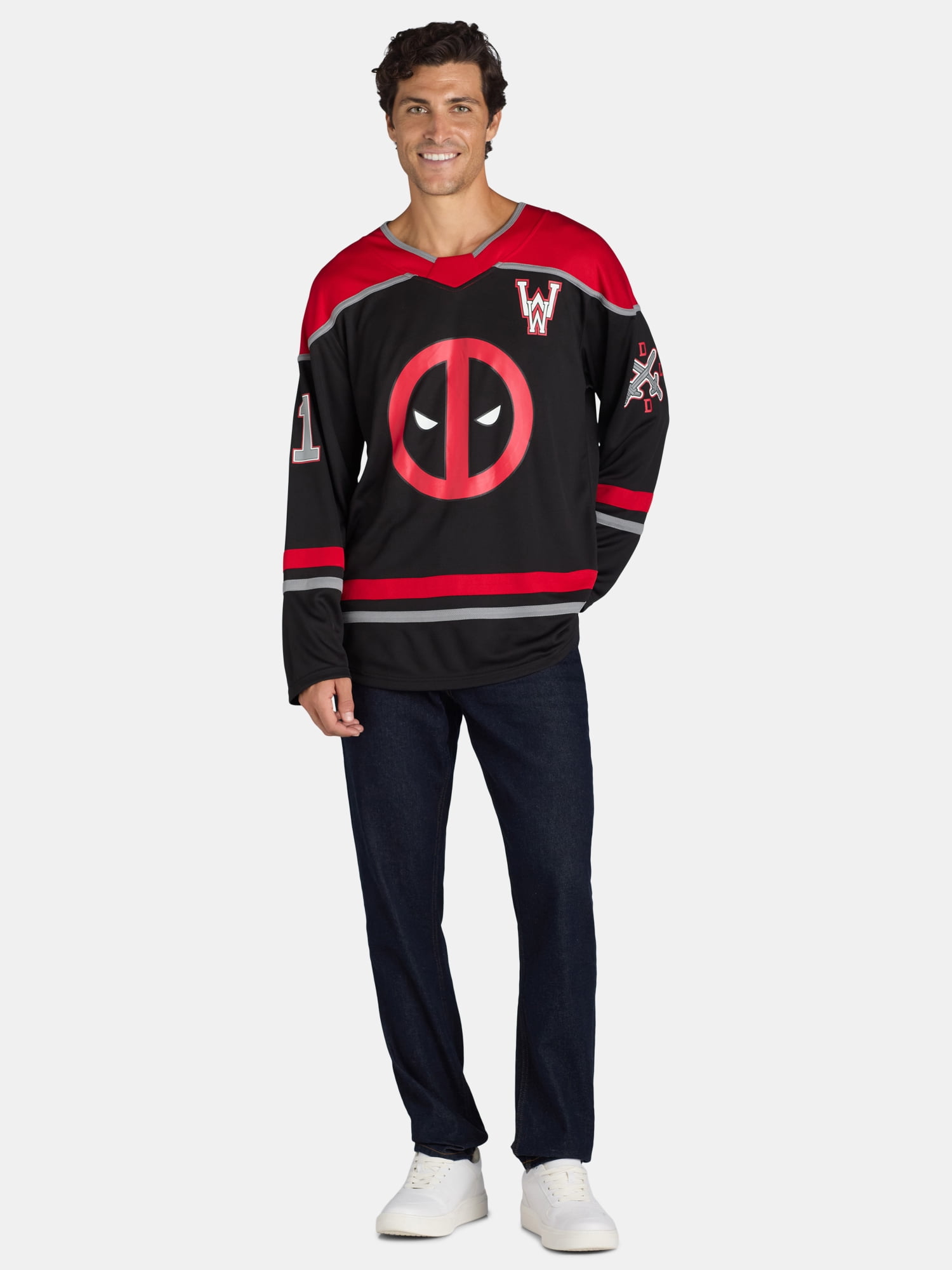 Deadpool Men's Graphic Hockey Jersey, Sizes XS-3XL