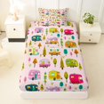 thumbnail image 3 of Erosebridal Cartoon Adventure Car Twin Sheet Sets 3pcs For Boys Girls,Kids Teens Happy Camping Bedding, 3 of 5