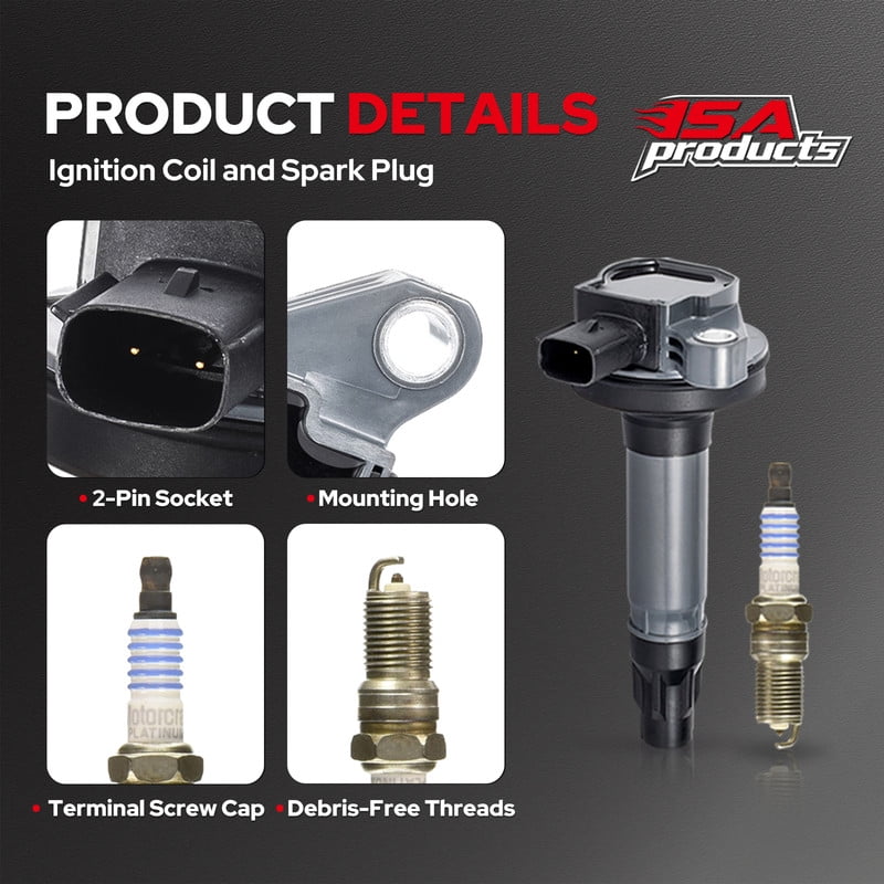 Set of 6 ISA Ignition Coils & 6 Motorcraft Spark Plug For Lincoln Ford Mustang Edge Explorer F150 Flex Taurus Transit 150 250 350 MKS MKT MKX MKZ Replacement for UF553 DG520 SP589 SP520